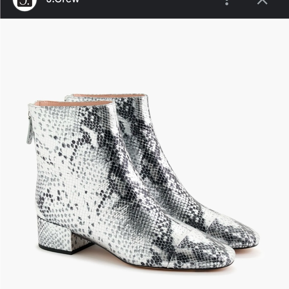 J. Crew Metallic Snake Print Roxie Ankle Booties
